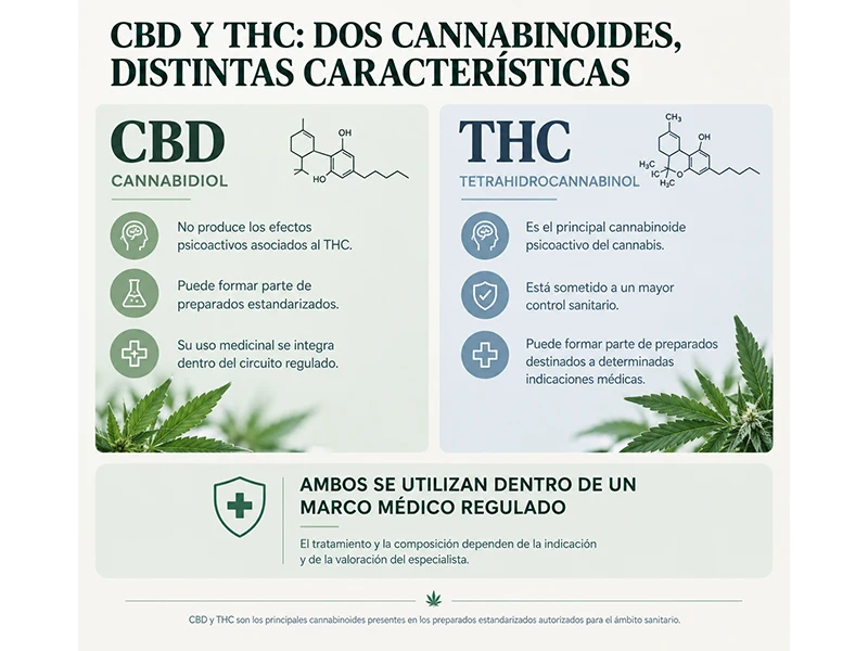 Diferencias entre CBD y THC en los preparados de cannabis medicinal